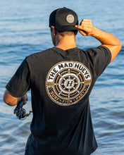 Load image into Gallery viewer, Washed Black Hueys Ship Wheel Tee