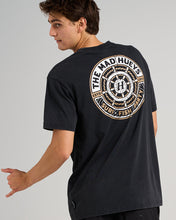 Load image into Gallery viewer, Washed Black Hueys Ship Wheel Tee