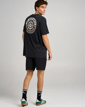 Load image into Gallery viewer, Washed Black Hueys Ship Wheel Tee