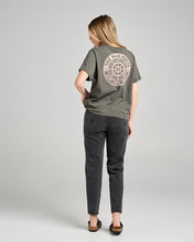 Load image into Gallery viewer, Charcoal Hueys Ship Wheel Ladies Tee