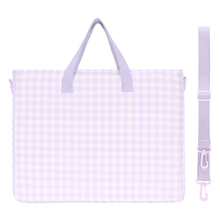 Load image into Gallery viewer, Lilac Gingham Library Bag