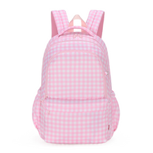 Load image into Gallery viewer, Pink Gingham Campus School Backpack