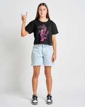 Load image into Gallery viewer, Girls Boxy Tee - Seahorse Anchor Black