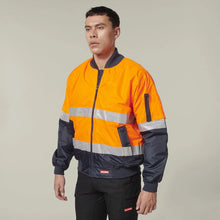 Load image into Gallery viewer, Core Hi-Vis 2 Tone Taped Waterproof Bomber Jacket Y06675 - Orange/Navy