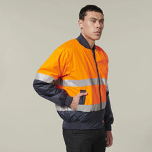 Load image into Gallery viewer, Core Hi-Vis 2 Tone Taped Waterproof Bomber Jacket Y06675 - Orange/Navy
