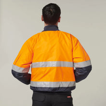 Load image into Gallery viewer, Core Hi-Vis 2 Tone Taped Waterproof Bomber Jacket Y06675 - Orange/Navy