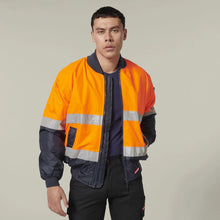 Load image into Gallery viewer, Core Hi-Vis 2 Tone Taped Waterproof Bomber Jacket Y06675 - Orange/Navy