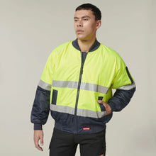 Load image into Gallery viewer, Core Hi-Vis 2 Tone Taped Waterproof Bomber Jacket Y06675 - Yellow/Navy