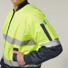 Load image into Gallery viewer, Core Hi-Vis 2 Tone Taped Waterproof Bomber Jacket Y06675 - Yellow/Navy