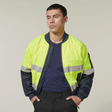 Load image into Gallery viewer, Core Hi-Vis 2 Tone Taped Waterproof Bomber Jacket Y06675 - Yellow/Navy