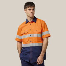 Load image into Gallery viewer, Y07735 Hard Yakka Core Hi-Vis 2 Tone Taped Vented Short Sleeve Shirt