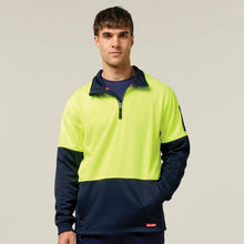 Load image into Gallery viewer, Y19330 Hard Yakka Hi-Vis 2 Tone 1/4 Zip Brushed Fleece Jumper