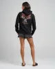Load image into Gallery viewer, BORN TO HUEYS | WOMENS HOODED PULLOVER - BLACK : H226W08003
