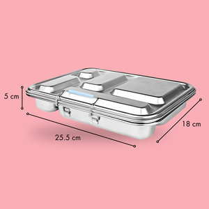 Five Compartment Leakproof Stainless Steel Lunch Box (Indigo silicone seal)
