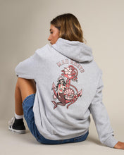 Load image into Gallery viewer, Mermaid Anchor | Womens Hooded Pullover - Grey Marle
