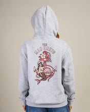 Load image into Gallery viewer, Mermaid Anchor | Womens Hooded Pullover - Grey Marle
