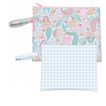 Load image into Gallery viewer, Mermaid Aqua/Blue Gingham Wet Bag Duo
