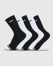 Load image into Gallery viewer, UNIT Crew Youth Hi-Lux Socks (5 Pack)
