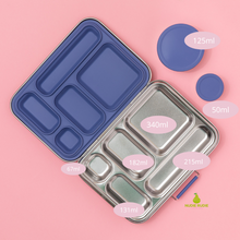 Load image into Gallery viewer, Five Compartment Leakproof Stainless Steel Lunch Box (Indigo silicone seal)
