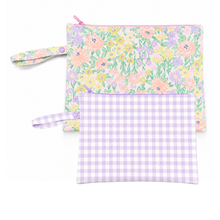 Load image into Gallery viewer, Blossom Sherbet/Lilac Gingham Wet Bag Duo
