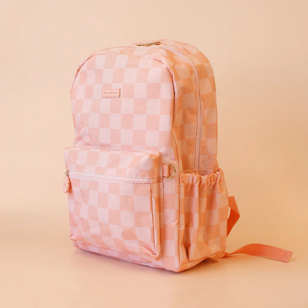 Peach Check Backpack