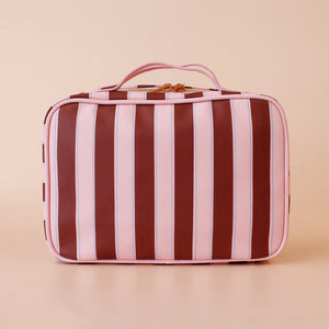 Burgundy Stripe Cosmetic Bag