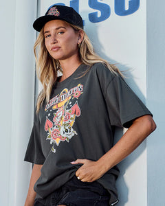 SKULL TATTOO WOMENS OVERSIZED SS TEE
