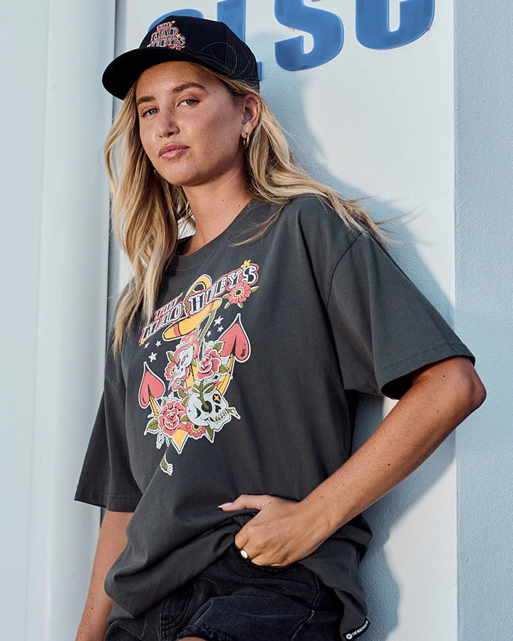 SKULL TATTOO WOMENS OVERSIZED SS TEE