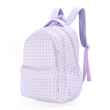 Load image into Gallery viewer, Lilac Gingham Campus School Backpack

