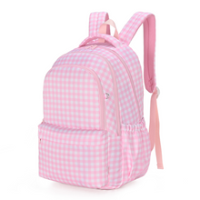 Load image into Gallery viewer, Pink Gingham Campus School Backpack
