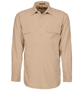 Mens Pilbara Closed Front L/S Shirt RM200CF