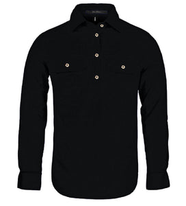 Black Pilbara Womens Closed Front Shirt RM300CF