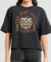 Load image into Gallery viewer, Triple On The Rocks | Womens Boxy Tee - Washed Black
