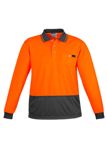 ZH410 SYZMIK Mens Hi Vis Comfort Back Long Sleeve Polo