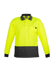 ZH410 SYZMIK Mens Hi Vis Comfort Back Long Sleeve Polo