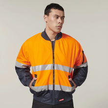 Load image into Gallery viewer, Core Hi-Vis 2 Tone Taped Waterproof Bomber Jacket Y06675 - Orange/Navy
