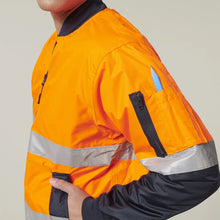 Load image into Gallery viewer, Core Hi-Vis 2 Tone Taped Waterproof Bomber Jacket Y06675 - Orange/Navy
