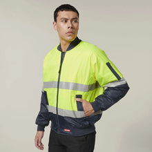 Load image into Gallery viewer, Core Hi-Vis 2 Tone Taped Waterproof Bomber Jacket Y06675 - Yellow/Navy
