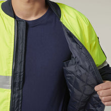 Load image into Gallery viewer, Core Hi-Vis 2 Tone Taped Waterproof Bomber Jacket Y06675 - Yellow/Navy

